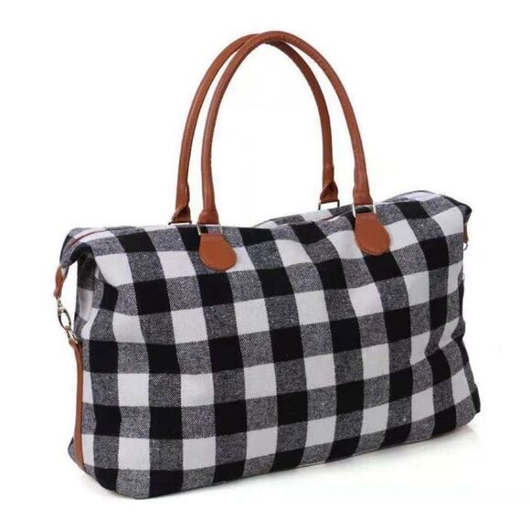 RED AND WHITE !! - BUFFALO PLAID WEEKEND BAG - Picture 4 of 6